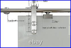 Two Sides Soft Close Mechanism Glass Sliding Door Track Kit with One Side Handle