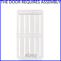 UKN 38 in X 84 White Stained 2 Panel Barn Door with Sliding Hardware Wood Includ