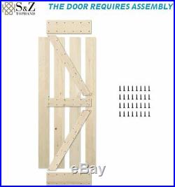 Unfinished Barn Door with sliding Hardware Kit 20/24/28/30/32/36/38/40/42/46'