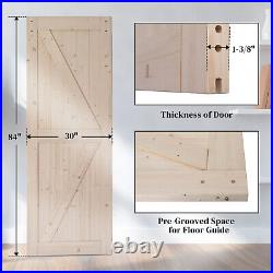 Unfinished Sliding Barn Door with 5.5FT Barn Door Hardware Kit & Handle 8430in