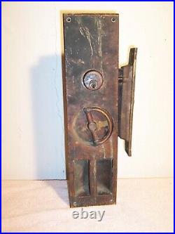Very Unusual Brass Commercial Locking Antique Sliding Pocket Door Hardware