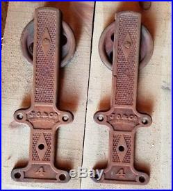 Vintage Antique Cast Iron SLIDING BARN DOOR Rollers Hardware Hangers Made USA