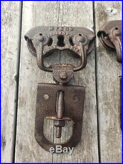 Vintage Cast Iron BARN DOOR ROLLERS, Atq Myers Rolling Sliding Wheel Hardware