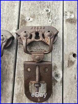 Vintage Cast Iron BARN DOOR ROLLERS, Atq Myers Rolling Sliding Wheel Hardware
