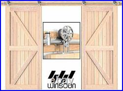 WINSOON 305cm Top Mount Stainless Steel Barn Sliding Door Hardware Track Kit