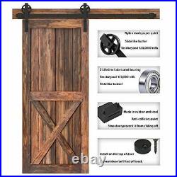 WINSOON 5-16FT Single Wood Sliding Barn Door Hardware Basic Black Big Spoke Whee
