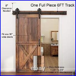 WINSOON 5-16FT Single Wood Sliding Barn Door Hardware Kit 6FT Basic Black Big