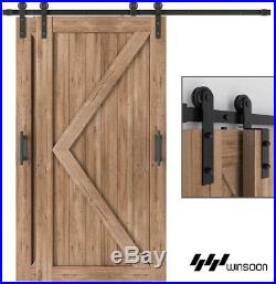 Winsoon 13FT Single Track Bypass Sliding Barn Door Hardware Kit For 2 Doors Rail