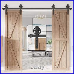 Wood Double Sliding Barn Door Hardware Basic 8FT Big Wheel Double Door Kit