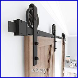 Wood Double Sliding Barn Door Hardware Basic 8FT Big Wheel Double Door Kit