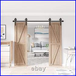 Wood Double Sliding Barn Door Hardware Basic 8FT Big Wheel Double Door Kit