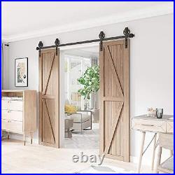 Wood Double Sliding Barn Door Hardware Basic 8FT Big Wheel Double Door Kit