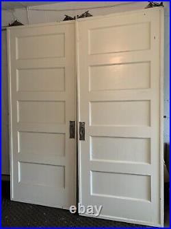 Wood Pocket Doors With Original Hardware Made By Silent Manufacturing Company