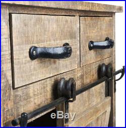 Wooden Sliding Barn Door Hardware Closet Storage Cabinet Track Kit Rustic Style