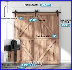 ZEKOO 6FT Single Track Bypass Sliding Barn Door Hardware Kit for Double Doors