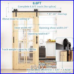 ZEKOO 6.6FT Bypass Sliding Barn Door Hardware Kit, Single Track, Double Wooden