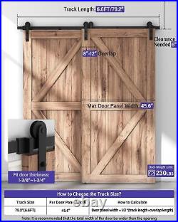 ZEKOO 6.6FT Single Track Bypass Sliding Barn Door Hardware Kit for Double Doo