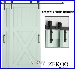 ZEKOO Bypass Sliding Barn Door Hardware Kit, Single Track, Double Wooden Doors 5