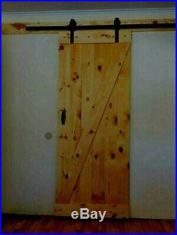 Z-pattern, wood-Barn Door PLUS HARDWARE! -6.6FT SLIDING TRACK KIT. Rustic, farmhouse